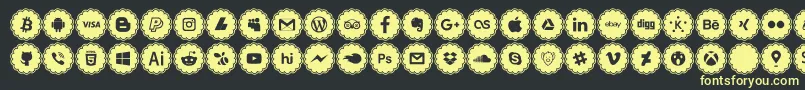 social icons Font – Yellow Fonts on Black Background