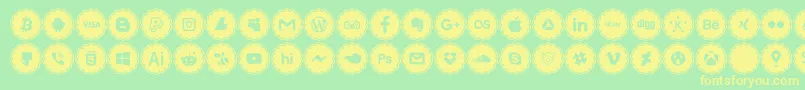 social icons Font – Yellow Fonts on Green Background