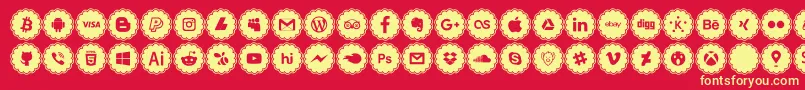 Fonte social icons – fontes amarelas em um fundo vermelho