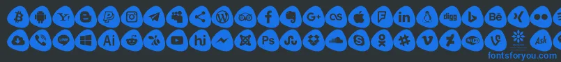 Social Logos Color Font – Blue Fonts on Black Background