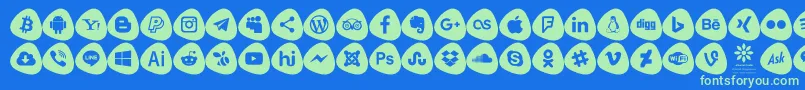 Social Logos Color-fontti – vihreät fontit sinisellä taustalla