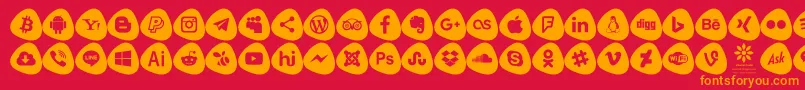 Social Logos Color Font – Orange Fonts on Red Background