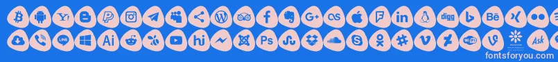 Social Logos Color Font – Pink Fonts on Blue Background