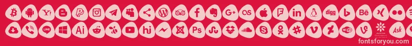 Social Logos Color Font – Pink Fonts on Red Background