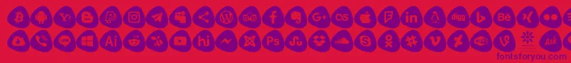 Social Logos Color Font – Purple Fonts on Red Background