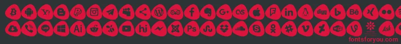 Social Logos Color Font – Red Fonts on Black Background