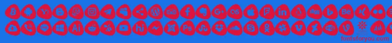 Social Logos Color Font – Red Fonts on Blue Background