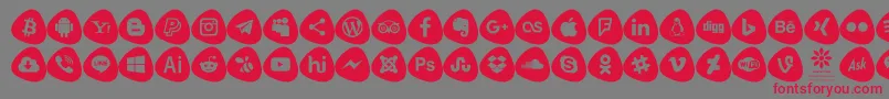 Social Logos Color Font – Red Fonts on Gray Background