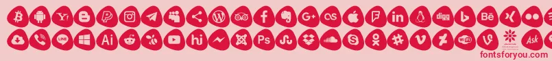 フォントSocial Logos Color – ピンクの背景に赤い文字
