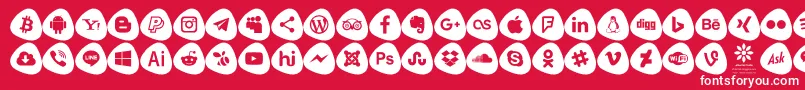 Social Logos Color Font – White Fonts on Red Background
