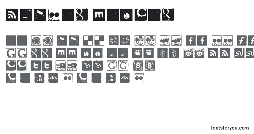 Schriftart Social Manual – Alphabet, Zahlen, spezielle Symbole