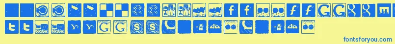 Fonte Social Manual – fontes azuis em um fundo amarelo