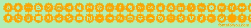 social media pro-Schriftart – Orangefarbene Schriften auf grünem Hintergrund