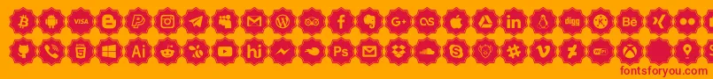 social media pro-Schriftart – Rote Schriften auf orangefarbenem Hintergrund