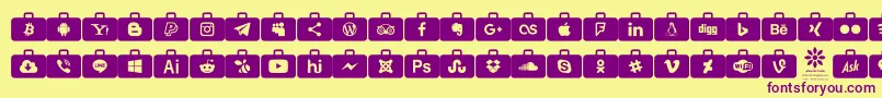 Social Media Series Font – Purple Fonts on Yellow Background