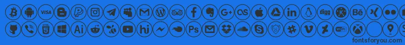 Fonte social media – fontes pretas em um fundo azul