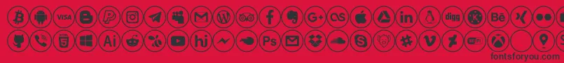 social media-Schriftart – Schwarze Schriften auf rotem Hintergrund