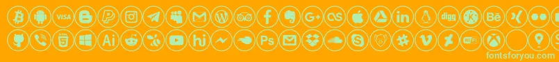 social media Font – Green Fonts on Orange Background