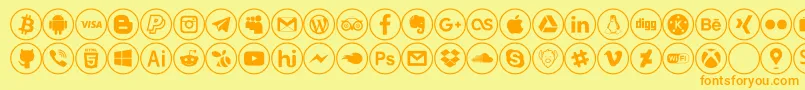 Fonte social media – fontes laranjas em um fundo amarelo