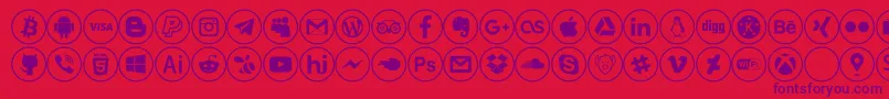 フォントsocial media – 赤い背景に紫のフォント