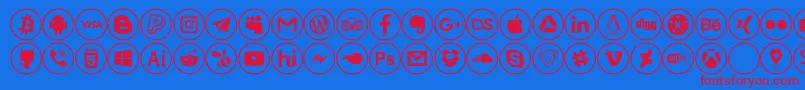 social media-Schriftart – Rote Schriften auf blauem Hintergrund