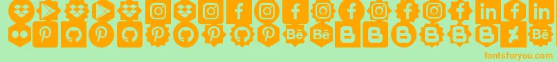 Social Shapes Font – Orange Fonts on Green Background