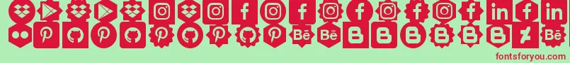 Social Shapes Font – Red Fonts on Green Background