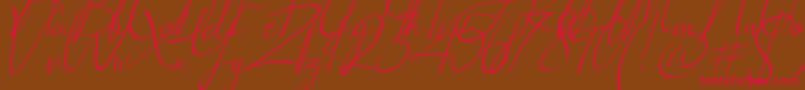 Fonte Socialitta Italic – fontes vermelhas em um fundo marrom
