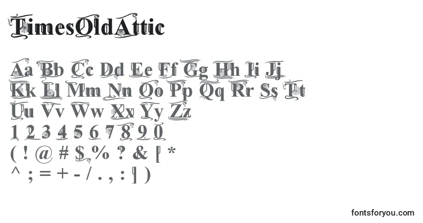 A fonte TimesOldAttic – alfabeto, números, caracteres especiais