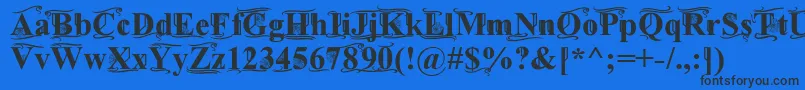 フォントTimesOldAttic – 黒い文字の青い背景