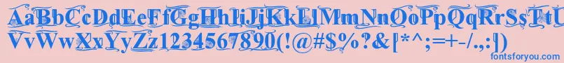 フォントTimesOldAttic – ピンクの背景に青い文字