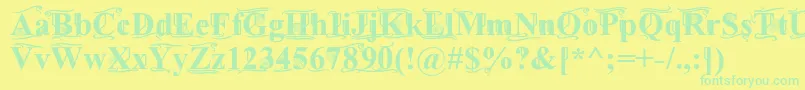 フォントTimesOldAttic – 黄色い背景に緑の文字