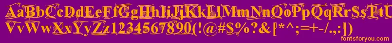 TimesOldAttic-Schriftart – Orangefarbene Schriften auf violettem Hintergrund
