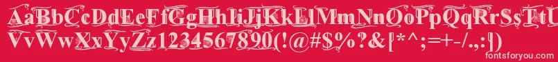 TimesOldAttic-fontti – vaaleanpunaiset fontit punaisella taustalla
