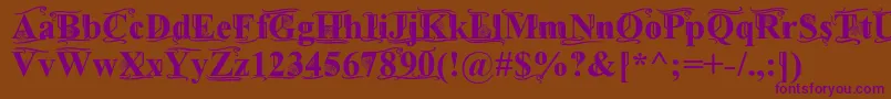 フォントTimesOldAttic – 紫色のフォント、茶色の背景
