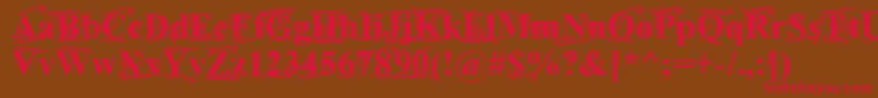 フォントTimesOldAttic – 赤い文字が茶色の背景にあります。