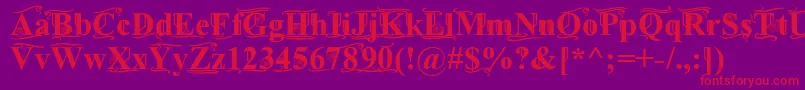 フォントTimesOldAttic – 紫の背景に赤い文字