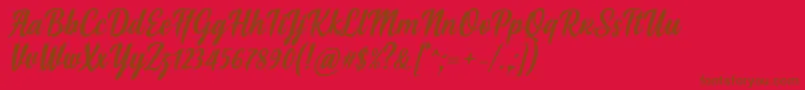 Soe Font by Situjuh 7NTypes-Schriftart – Braune Schriften auf rotem Hintergrund