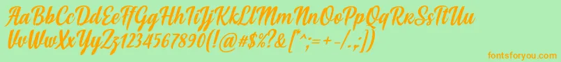 Soe Font by Situjuh 7NTypes-fontti – oranssit fontit vihreällä taustalla