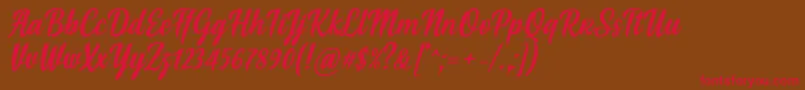 Soe Font by Situjuh 7NTypes-Schriftart – Rote Schriften auf braunem Hintergrund
