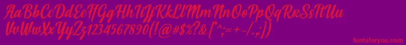 Fonte Soe Font by Situjuh 7NTypes – fontes vermelhas em um fundo violeta