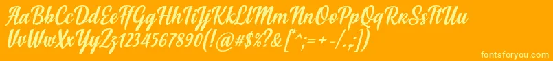 Soe Font by Situjuh 7NTypes-Schriftart – Gelbe Schriften auf orangefarbenem Hintergrund