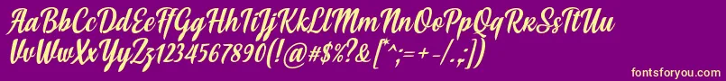 Fonte Soe Font by Situjuh 7NTypes – fontes amarelas em um fundo roxo