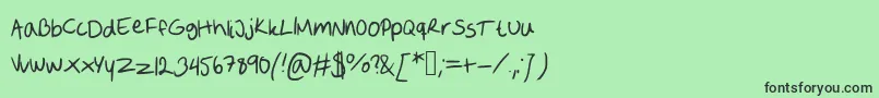 フォントSofie s handwriting – 緑の背景に黒い文字