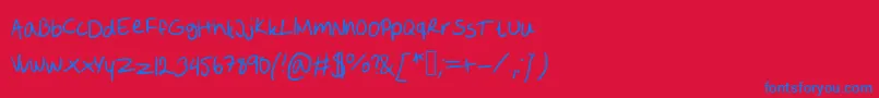 Шрифт Sofie s handwriting – синие шрифты на красном фоне