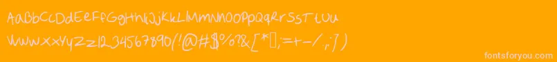 フォントSofie s handwriting – オレンジの背景にピンクのフォント