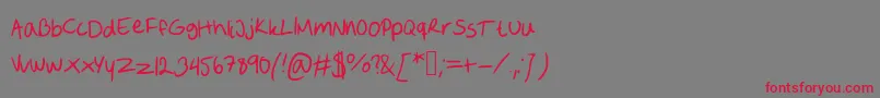 フォントSofie s handwriting – 赤い文字の灰色の背景