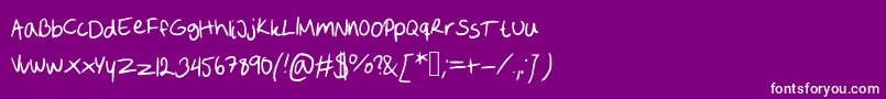 フォントSofie s handwriting – 紫の背景に白い文字