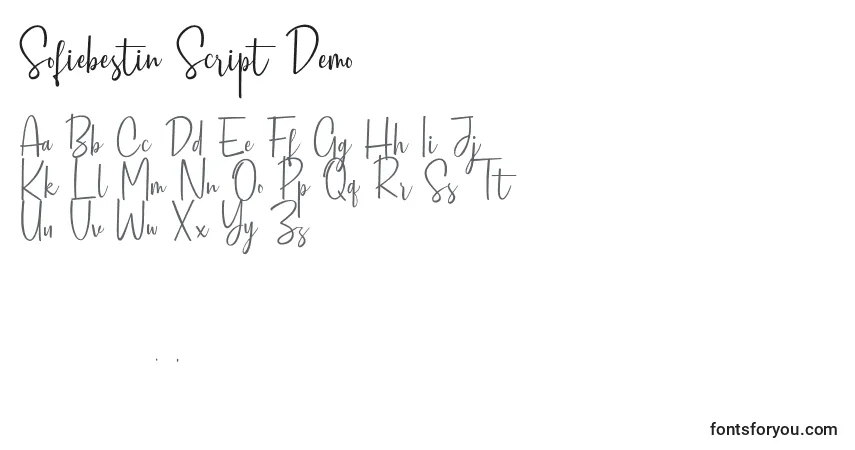 Czcionka Sofiebestin Script Demo – alfabet, cyfry, specjalne znaki