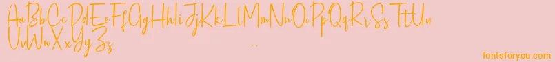 Sofiebestin Script Demo-Schriftart – Orangefarbene Schriften auf rosa Hintergrund